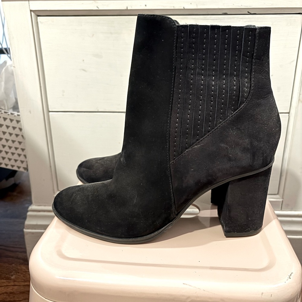 Schutz Fabrica Black Suede Ankle Bootie Chelsea Boot